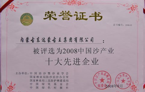 2008中国沙产业十大先进企业